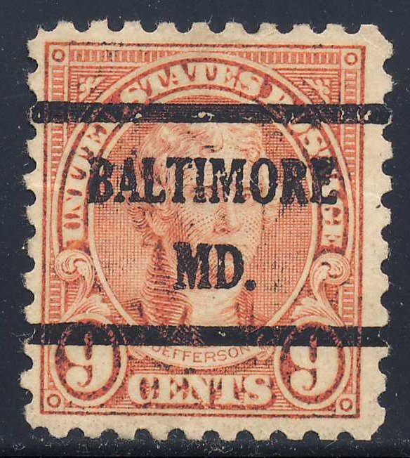 Baltimore MD, 590-43 Bureau Precancel, 9¢ Jefferson