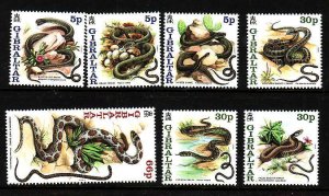 Gibraltar-Sc#864-70- id9-unused NH set-Chinese New Year of the Snake-2001-