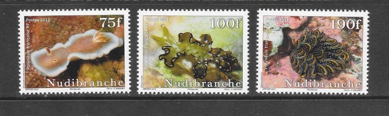 MARINE LIFE - FRENCH POLYNESIA #1074-6-NUDIBRANCHES  MNH