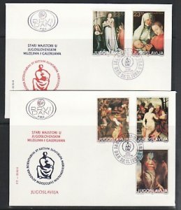 Yugoslavia, Scott cat. 1653-1657. Artists Paintings. 2 First day covers. ^
