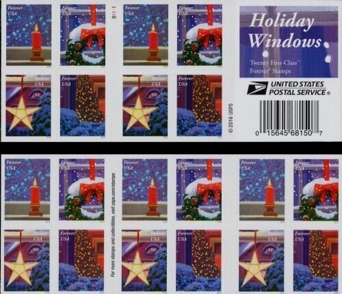 2016 47c Forever Holiday Window Views, Booklet of 20 Scott 5145-48 Mint  F/VF NH | United States, General Issue Stamp