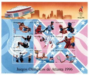 Nicaragua 1996 - Olympics - Sheet of 9 Stamps - Scott #2175 - MNH