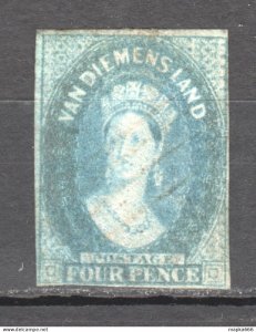 Tas031 1857 Australia Tasmania Four Pence Inverted Watermark Original Gum Goo...