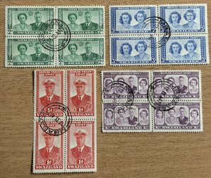 SWAZILAND 1947 ROYAL VISIT BLOCKS OF 4 FINE USED