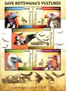 Botswana - 2015 Vultures MS MNH**