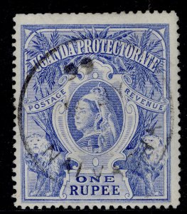 UGANDA QV SG90A, 1R bright blue, used. Cat £85. PMK CDS-