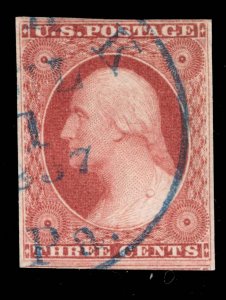 US STAMPS # 11 IMPERF POS 63L6 USED XF CAT. $100 LOT #5839