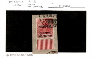 Allenstein - Germany, Postage Stamp, #2 On Piece Used, 1920 (AB)