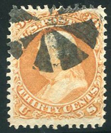 United States, 1861-66 #71 Cat$200, 1861 30c orange, used, signed Brun