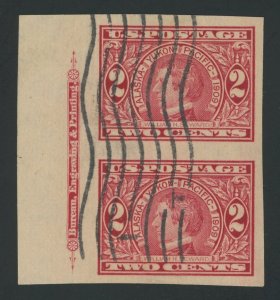 USA 371 - 2 cent Imperf Alaska-Yukon-Pacific - XF Used pair with imprint