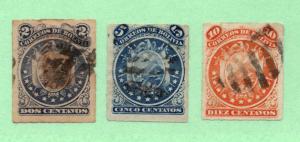 Bolivia - Sc# 25 - 27 Used / Rouletted /  Lot 0718255