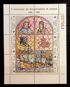 SALVADOR Sc 1243-44 NH MINISHEET+SOUVENIR SHEET OF 1990 - DISCOVERY OF AMERICA