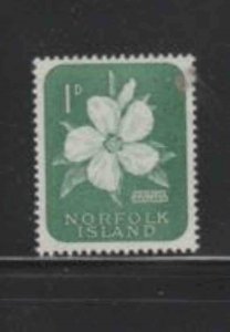 NORFOLK ISLAND #29 1960 1p ISLAND HIBISCIS MINT VF LH O.G bb