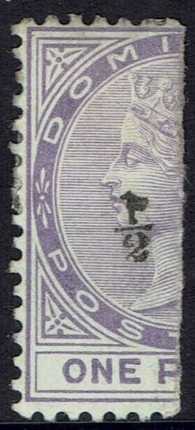 DOMINICA 1882 QV BISEC 1/2 ON 1D NO GUM 