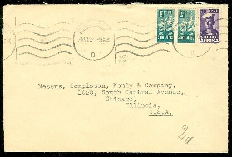 EDW1949SELL : SOUTH AFRICA 7 interesting covers including Censored & Postage Due