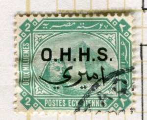 EGYPT;   1907 early Official O.H.H.S. Optd. issue fine used 2m. value