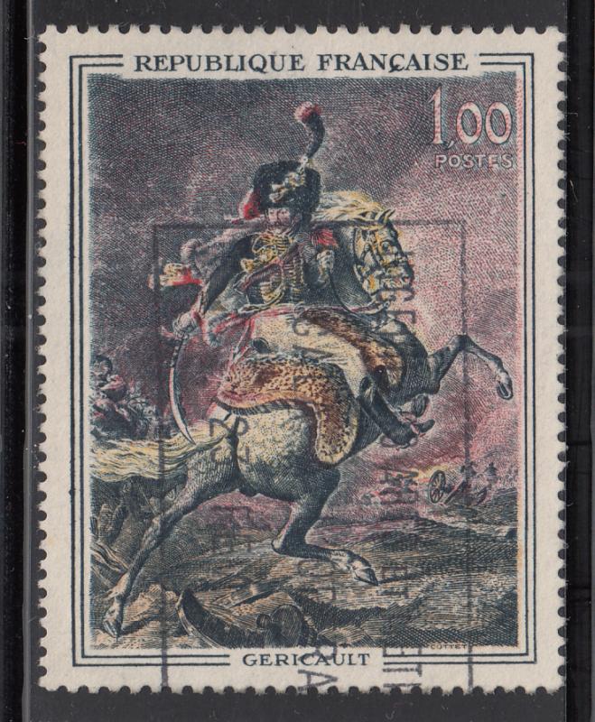 France 1962 used Scott #1051 1fr Guards officer on horseback by Gericault