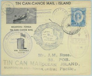 89202 - TONGA TOGA - POSTAL HISTORY - PAQUEBOT: Official TIN CAN Mail COVER 1938