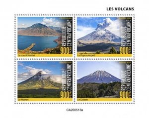 Central Africa - 2020 Volcanoes, Mount Nantai, Mayon- 4 Stamp Sheet - CA200513a