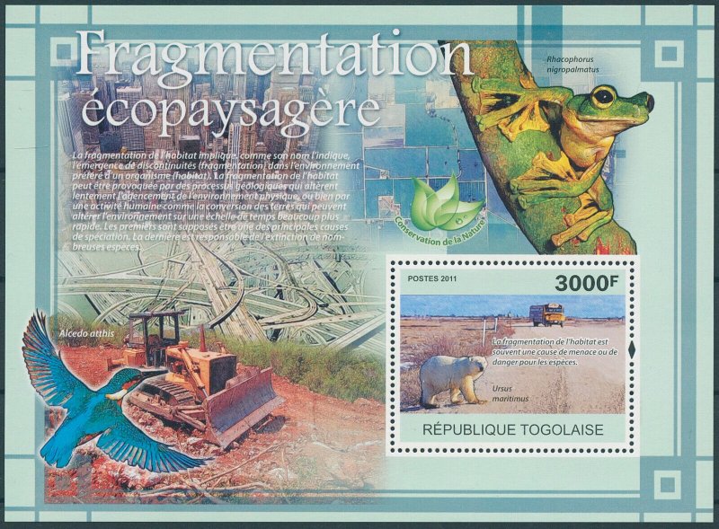 Togo 2011 MNH Environment Stamps Landscapes Fragmentation Polar Bears 1v S/S 