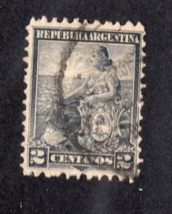 Argentina 1899 2c slate Liberty Seated, Scott 124 used, value = 30c