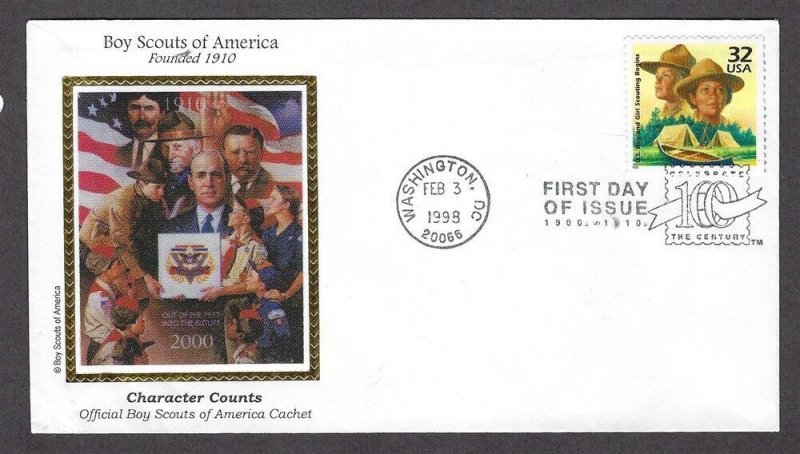 1998 Boy Scouts CTC # 3183j FDC Colorano silk Official BSA 