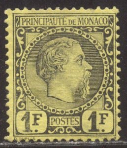 MONACO #9 SCARCE Mint - 1885 1fr Black / Yellow