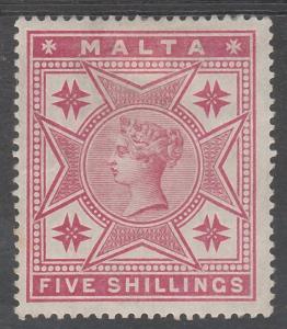 MALTA 1886 QV 5/- 