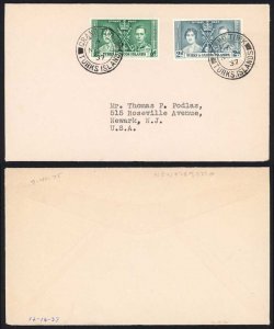 Turks and Caicos 1/2d and 2d Coronation Grand Turk Postmark