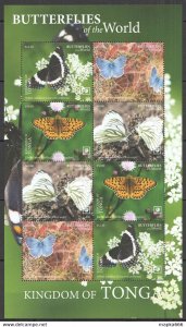 2020 Tonga Butterflies Of The World Flora & Fauna Sh ** Nw734