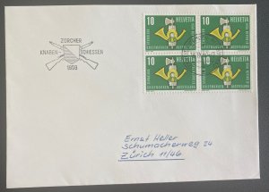 1959 Schweiz Switzerland First Day Cover FDC To Zurich Boys Shoot