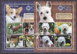 Gambia, Scott cat. 3199-3200. Dogs on 2 sheets of 4.