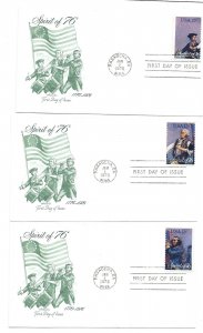 1629-31 Spirit of '76  set of 3 Artmaster FDCs