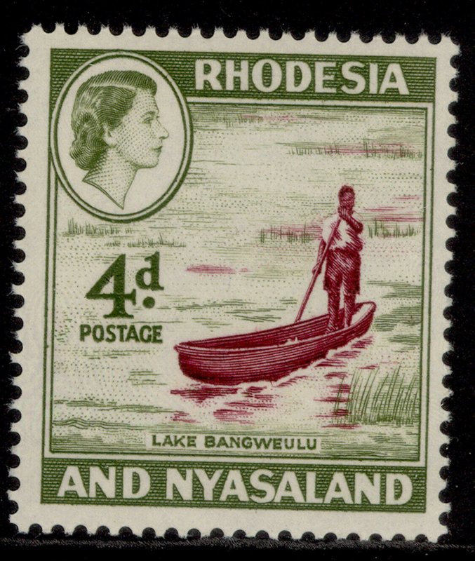 RHODESIA & NYASALAND QEII SG23, 4d maroon & olive, NH MINT.