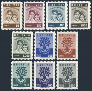 Bolivia 418-422,C212-C216, hinged. Mi 606-615. World Refugee Year WRY-1960. Oak.