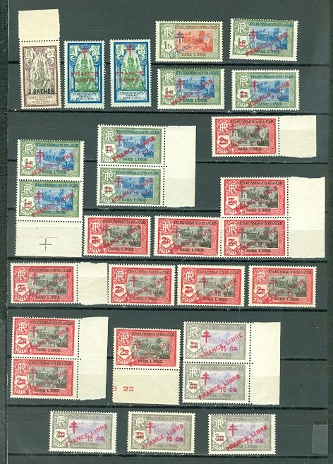 FRENCH INDIA FROM DEALER'S STOCK...LOT of 54...MMH...$90.00