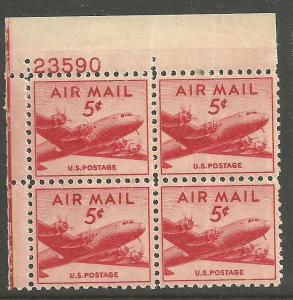 #C33 Skymaster Airmail Plate Block mint NH #23590