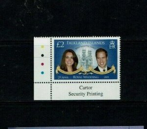 Falkland Islands: 2011,  Royal Wedding, Prince William, MNH