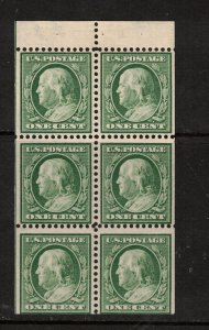 USA #374a Mint Fine - Very Fine Never Hinged Booklet Pane