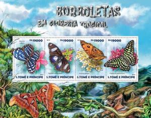 SAO TOME E PRINCIPE 2015 SHEET BUTTERFLIES INSECTS st15201a