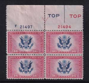 1936 Air Mail Special Delivery 16c bi-color Sc CE2 MNH Type 1 plate block (08