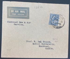 1931 London England Sea & Airmail Cover To Montreal  Canada