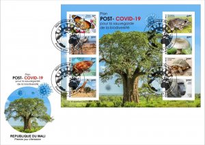 MALI 2022 IMPERF FDC - PANDEMIC BAOBAB MUSHROOMS TURTLES APES MONKEYS FROGS-