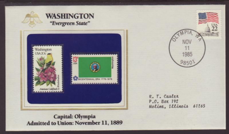 US Washington State Flag,Bird and Flower Cover BIN