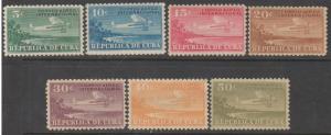 Cuba Scott #C4-C10 Airmail Stamps - Airplane & Coast of Cuba - Mint NH Set