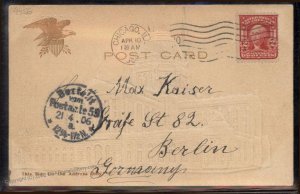 USA 1906 US Post Office Embossed Chicago IL PC Germany 2c Wash Stamp 95613