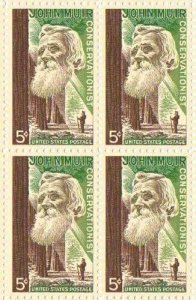 1964 John Muir Block of 4 5c Postage Stamps, Sc# 1245, MNH, OG