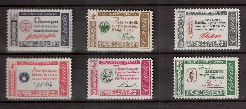 US 1960 Sc# 1139-1144 AMERICAN CREDO SERIES MINT NH SET OF 6 STAMPS  