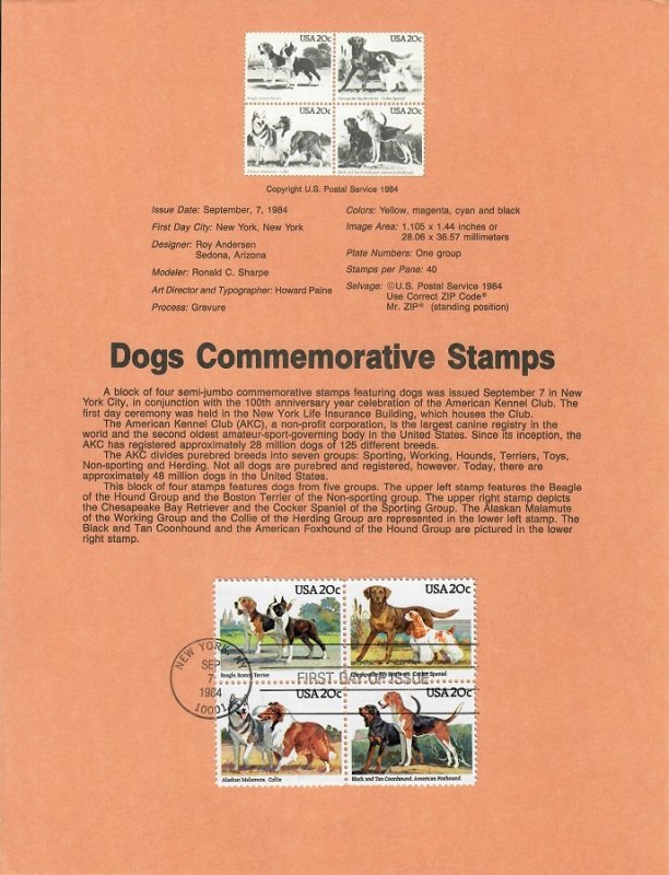 US SP656 Dogs Souvenir Page #2101a