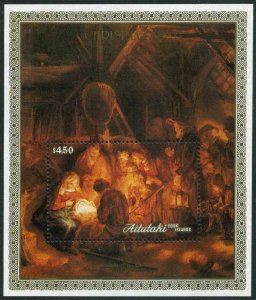 Aitutaki 423-427,428 sheet,MNH.Michel 642-646,Bl.71. Christmas 1988.Rembrandt.